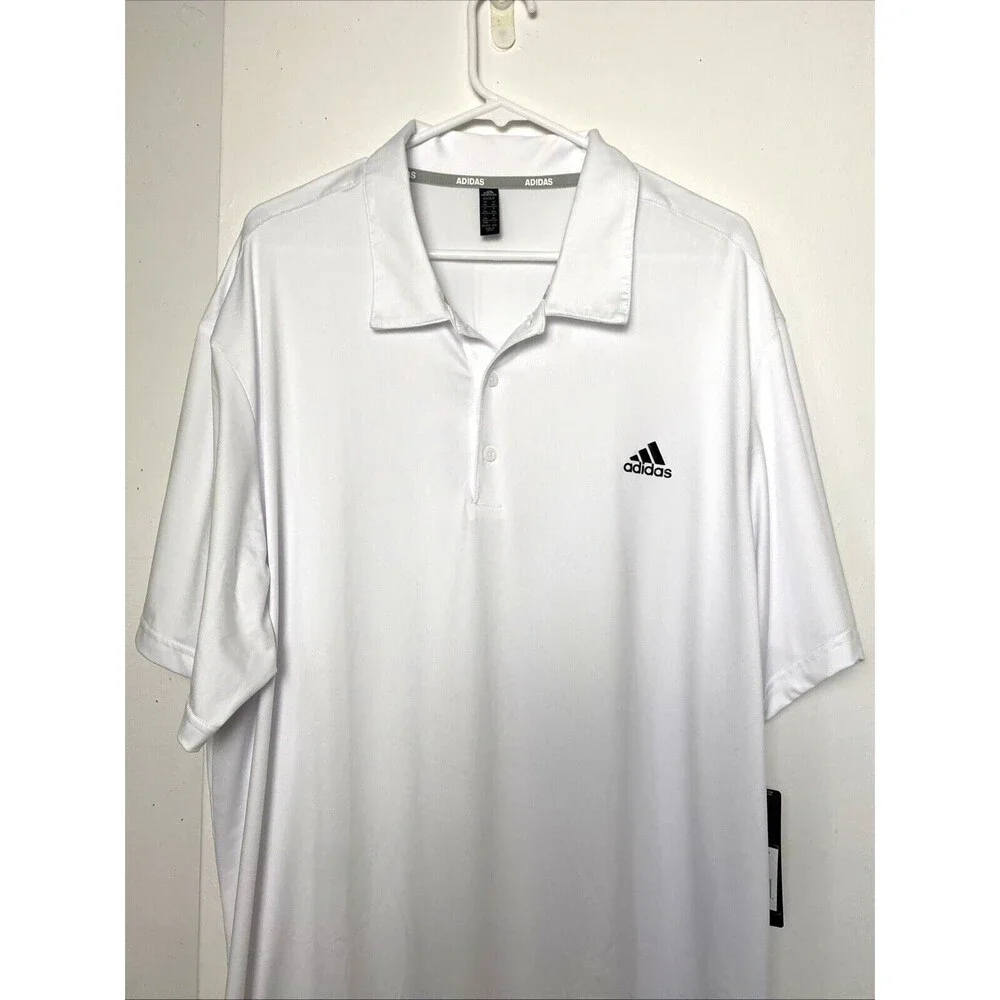 Adidas Golf Polo Shirt Men's Plus Size 2XL White Dry Wicking UPF Sun Protection